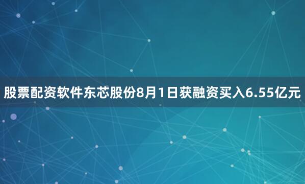 股票配资软件东芯股份8月1日获融资买入6.55亿元
